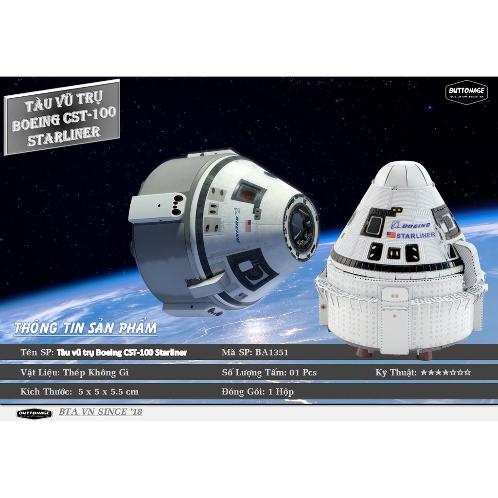 Mô Hình Lắp Ráp 3d Tàu vũ trụ  Boeing CST-100 Starliner