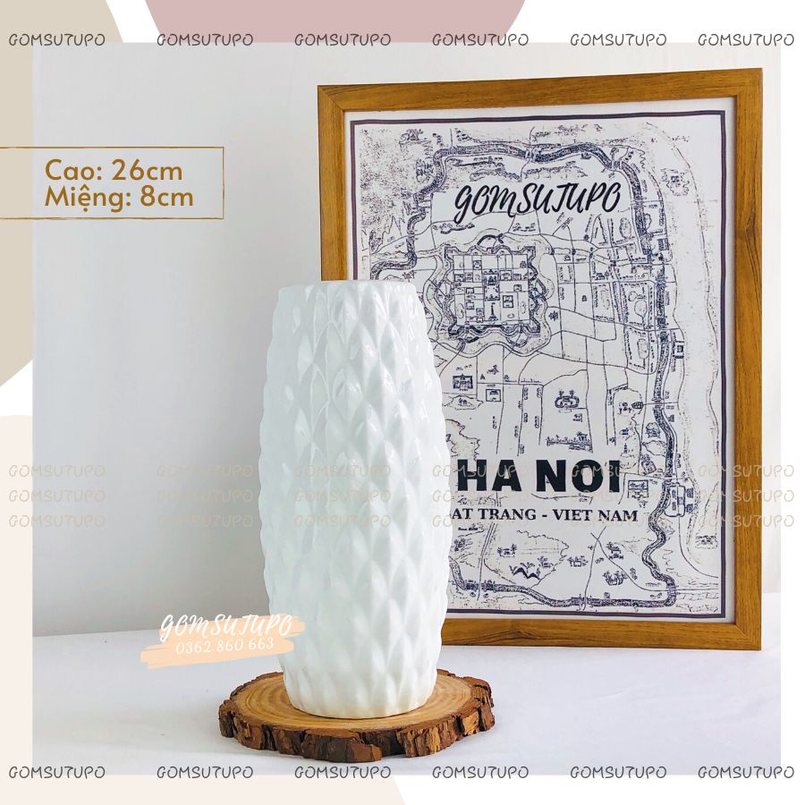 Lọ Hoa Men Sương Trắng - Gốm Sứ Bát Tràng - Bình Hoa Tràng Trí - Gốm Sứ TUPO - Decor - gomsutupo NỘI THẤT