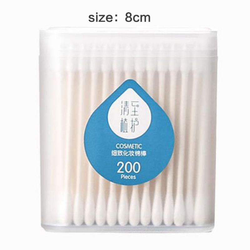 Set 200 Tăm Bông Cotton Hai Đầu Có Tay Cầm Dùng Để Vệ Sinh Tai / Bụi Bẩn
