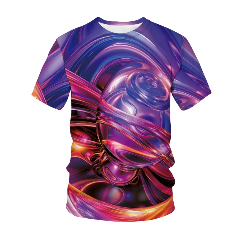 Áo Thun Tay Ngắn In Hình Psychedelic 3D Nhiều Màu Sắc Thời Trang Đường Phố Cho Nam Và Nữ