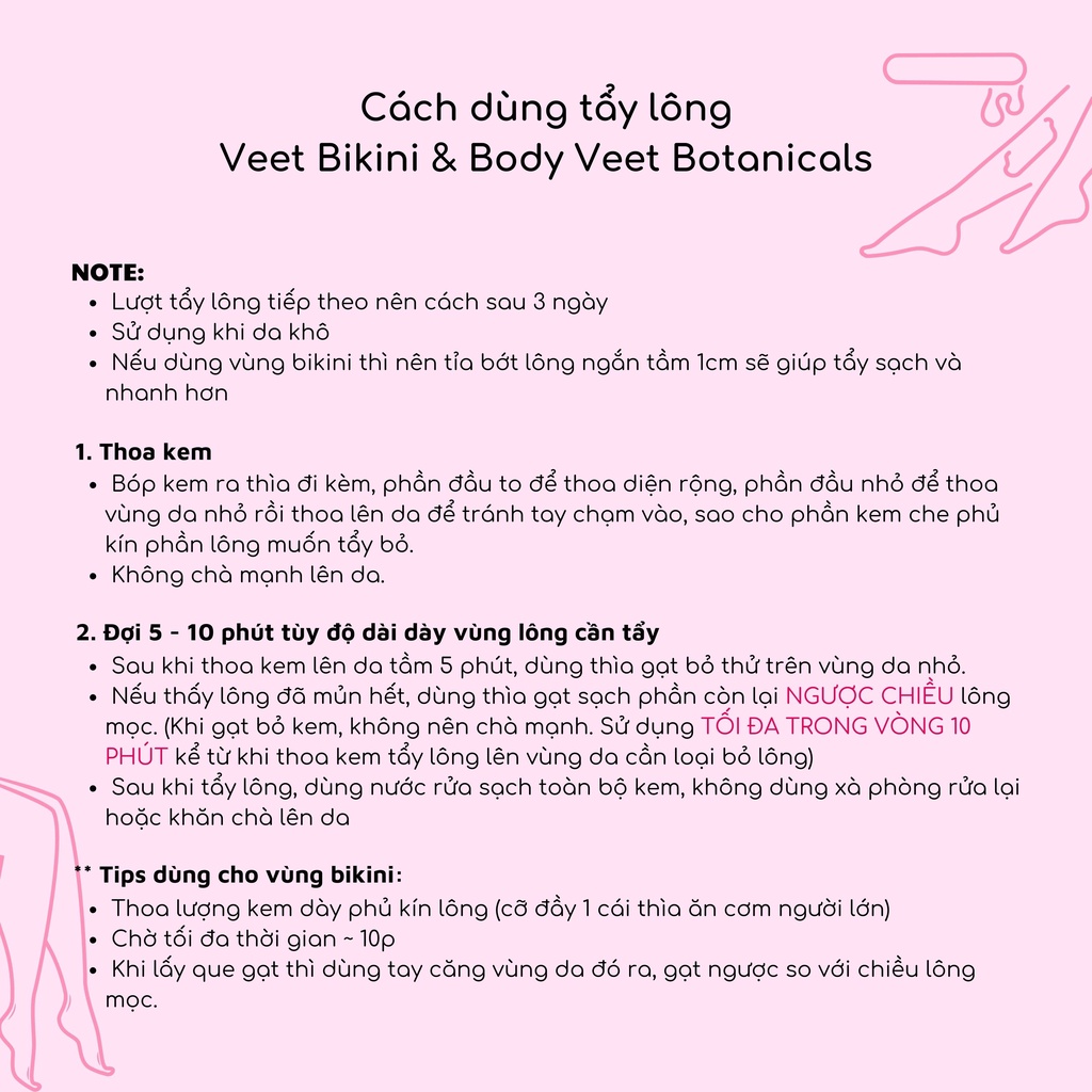 Kem tẩy lông bikini &amp; body (dòng nhẹ dịu) - Veet Botanicals Silk &amp; Fresh (210g) - NHẬT NỘI ĐỊA