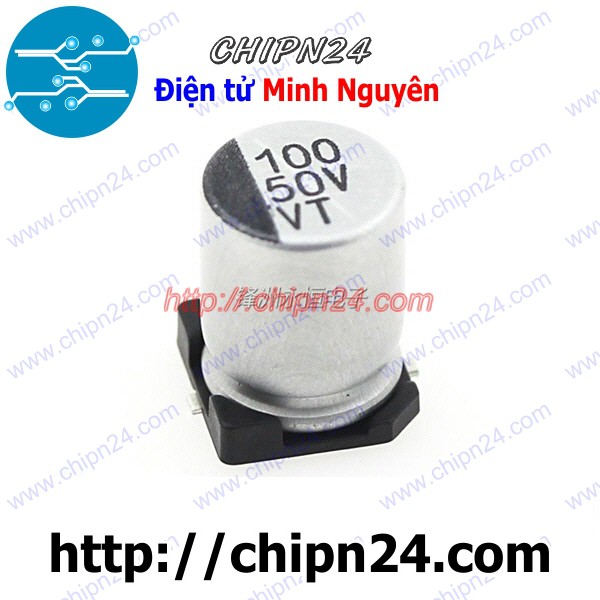 [5 CON] Tụ nhôm 100uF 50V 8x10mm [SMD Dán]