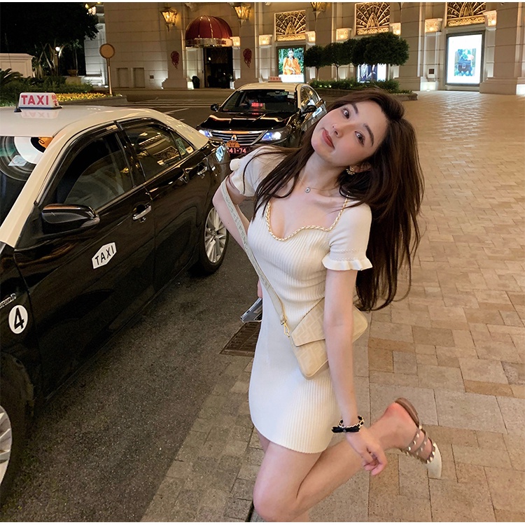 Đầm ZHELIHANGFEI vải dệt kim ôm dáng thời trang mùa hè ngọt ngào cho nữ