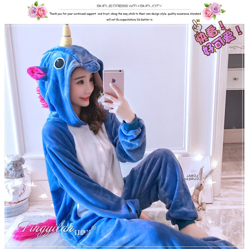 Đồ lông thú Ngựa Unicorn xanh