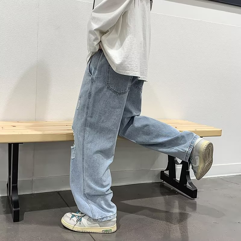 Casual Suit màu thoải mái cộng với kích thước quần jean Unisex Suit hàng ngày hiển thị gầy bông đôi thẳng quần ống