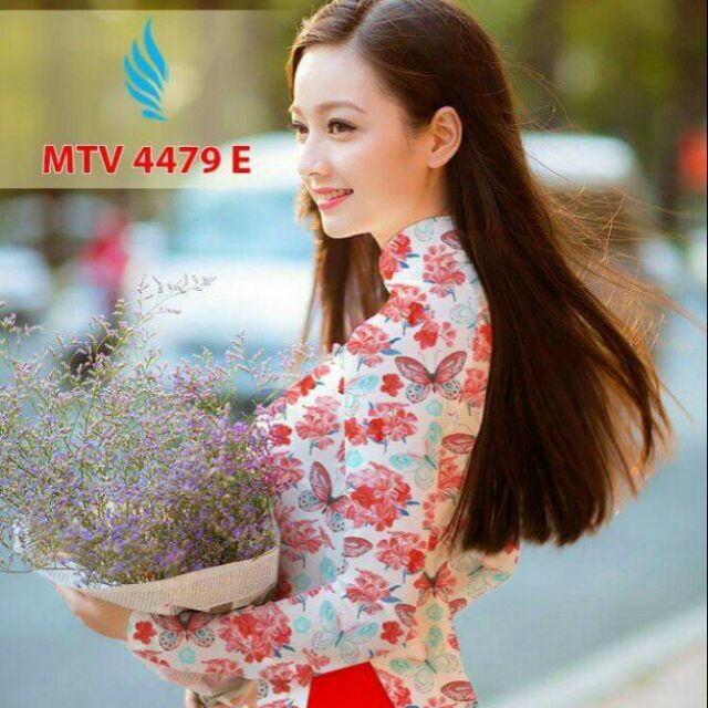 Vải áo dài hoa và bướm