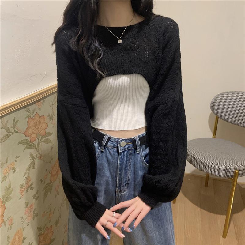 Áo sweater Tay Dài Dáng Rộng Ngắn Phong Cách Hàn Quốc Thời Trang Cho Nữ