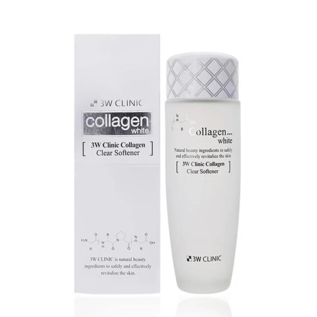 Nước hoa hồng dưỡng trắng, tái tạo da 3W Clinic Collagen White Clear Softener 150ml (Trắng)