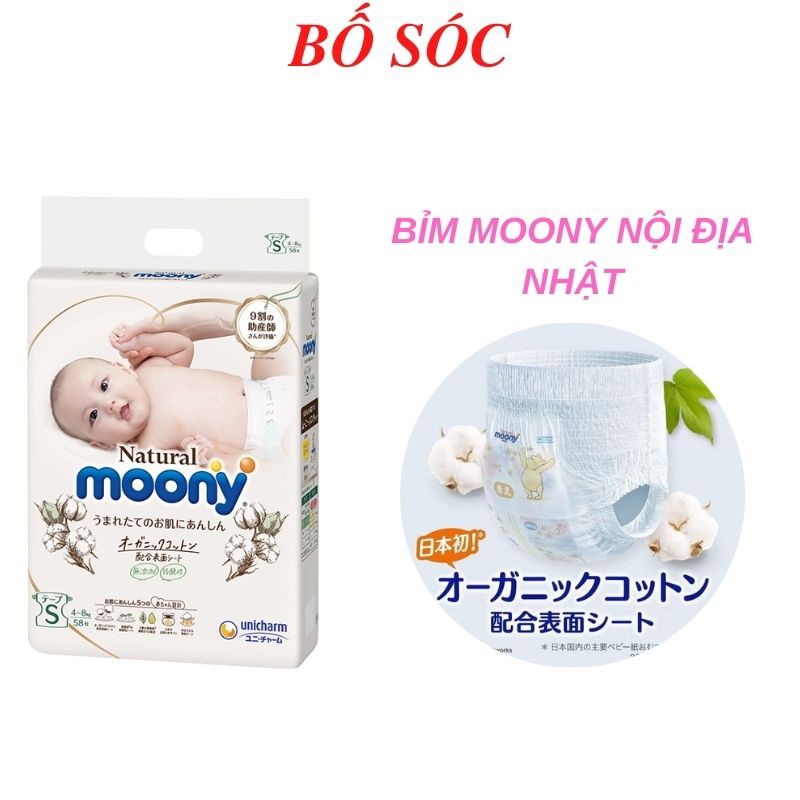 Bỉm Moony Natural [FREESHIP] Bỉm Moony Natural Nội Địa Chính Hãng - Bỉm Moony Dán/Quần Đủ Size NB63/S58/M48/L36/XL32