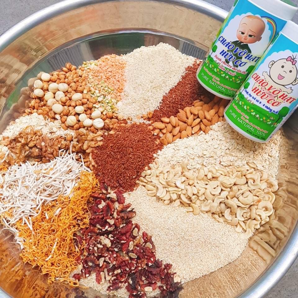 Cháo vỡ hạt hữu cơ sạch 100% bổ sung dinh dưỡng cho bé tăng cân tốt