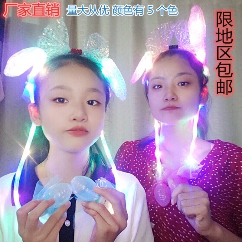 Băng đô tai thỏ cử động, có đèn led