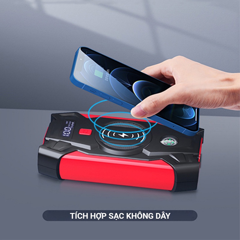 Bộ kích bình ô tô, kích nổ bình ắc quy 12v kiêm sạc không dây cao cấp, Super Energy Pro Car Jump Starter
