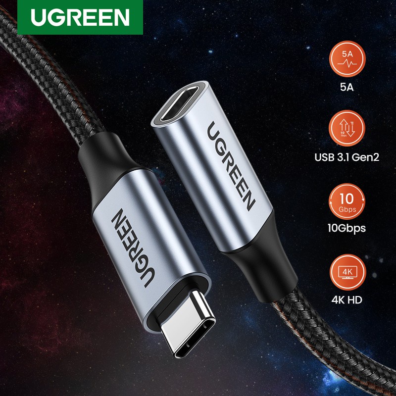 Cáp USB Type C 3.1 nối dài Gen 2 Cao Cấp Ugreen 80810 30205 Chính Hãng US372 (Thundorbolt 3 PD 5A/100W)