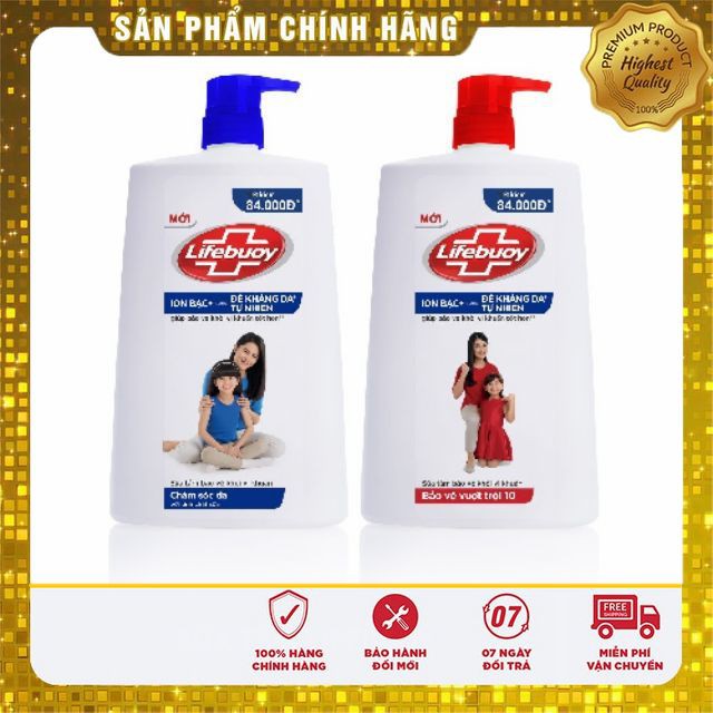 Sữa tắm chai Lifebouy 1,1kg dưỡng ẩm mềm mịn giúp bảo vệ khỏi 99.9% vi khuẩn và ngăn ngừa vi khuẩn