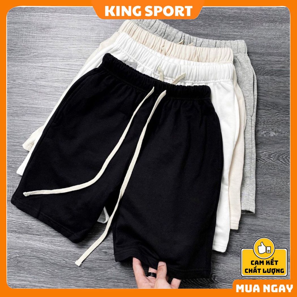 Quần short nam nữ unisex from rộng big size trơn basic chất nỉ da cá mềm mịn cao cấp thoáng mát KING SPORT