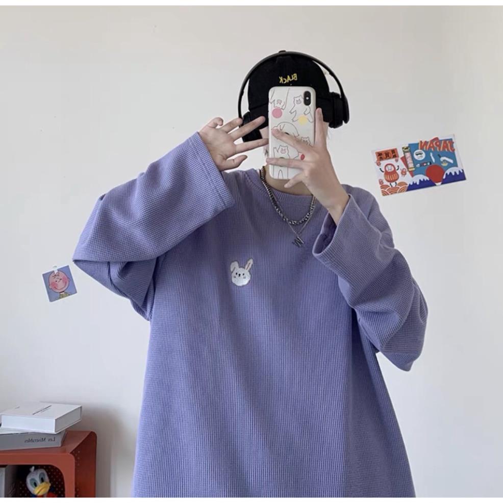 (Ảnh thật) Áo Sweater Nam Nữ Unisex Form Suông Rộng Chất Nổi Trơn, Áo Len Mỏng In Hình Kute Phong cách Ullzang Hàn Quốc | BigBuy360 - bigbuy360.vn