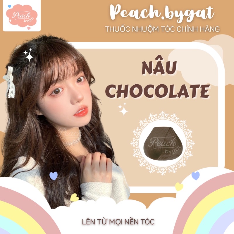 Thuốc nhuộm tóc NÂU CHOCOLATE không cần dùng thuốc tẩy tóc của Peach.bygat