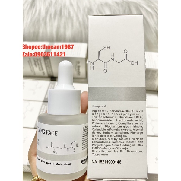 Serum Niacinamide 10% Dr.brandon Brightening Face collagen trắng da,mờ vết thâm đen,đốm đen 20ml.