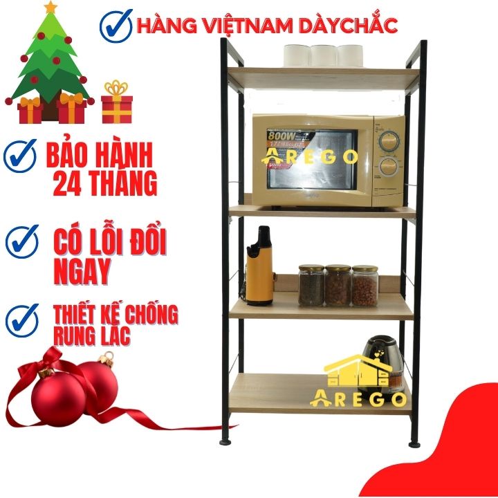 Kệ lò vi sóng 4 tầng Arego - Gỗ MDF chất lượng - Khung sắt sơn tĩnh điện