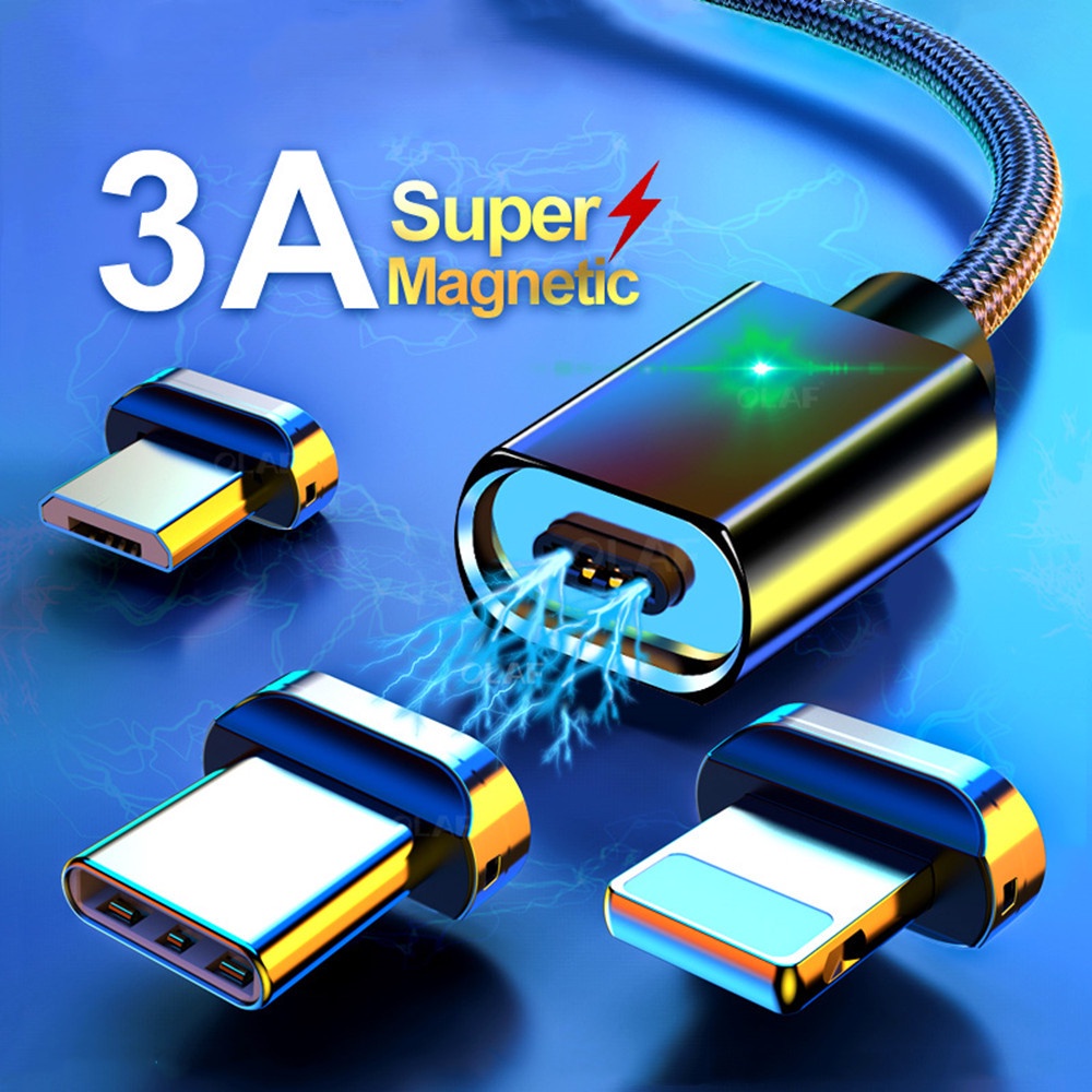 Dây Cáp Sạc Nhanh 3A Đầu Nam Châm Cho Điện Thoại