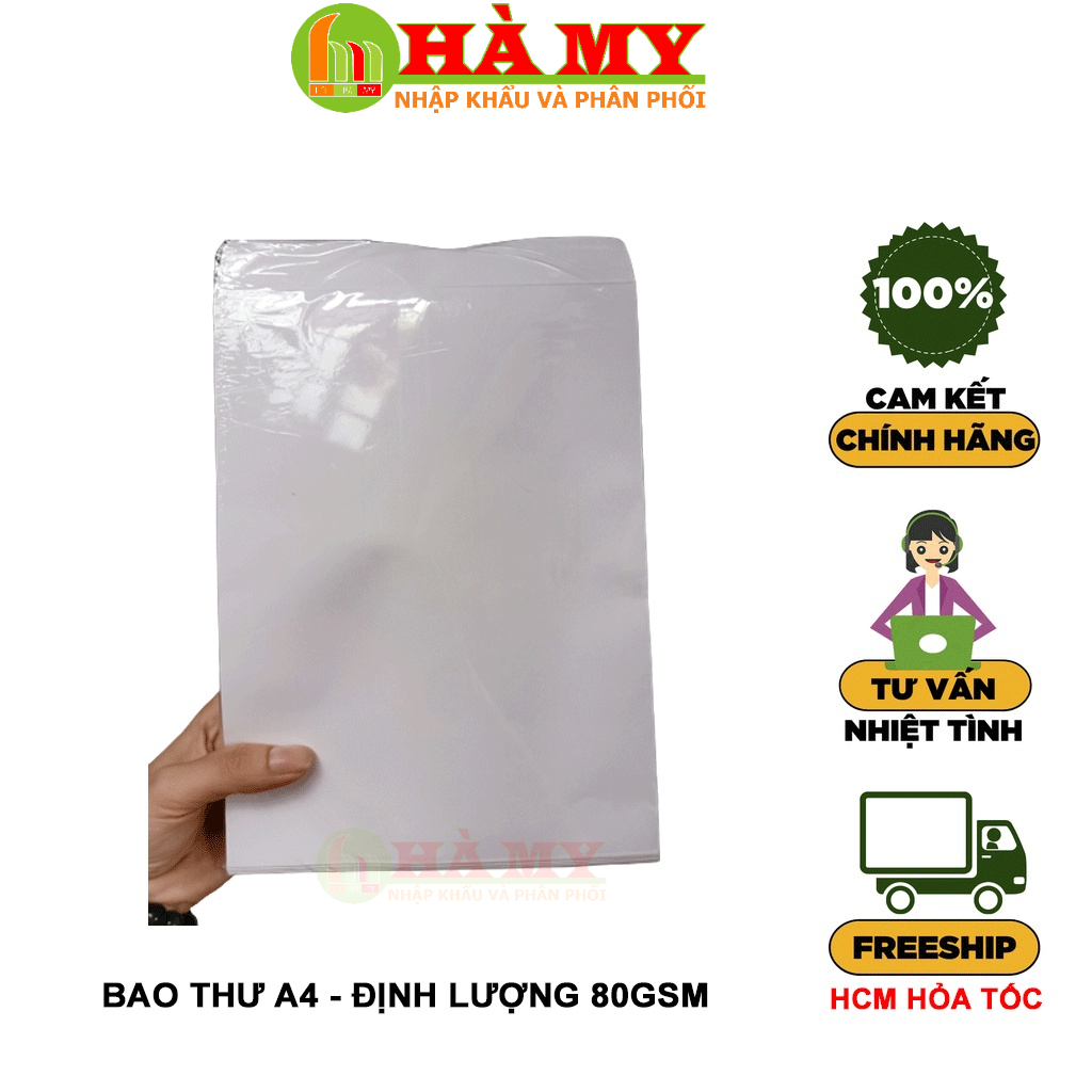 Xấp 100 cái bao thư trắng/Vàng A4  Độ dày 80gsm - Hamygroup.vn