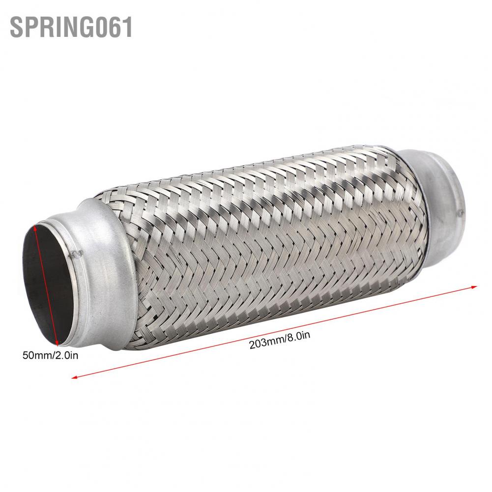 Spring061 Car Woven Exhaust Flexible Pipe Bellows 2x8.0in Stainless Steel Particle Filter Repair Replacement