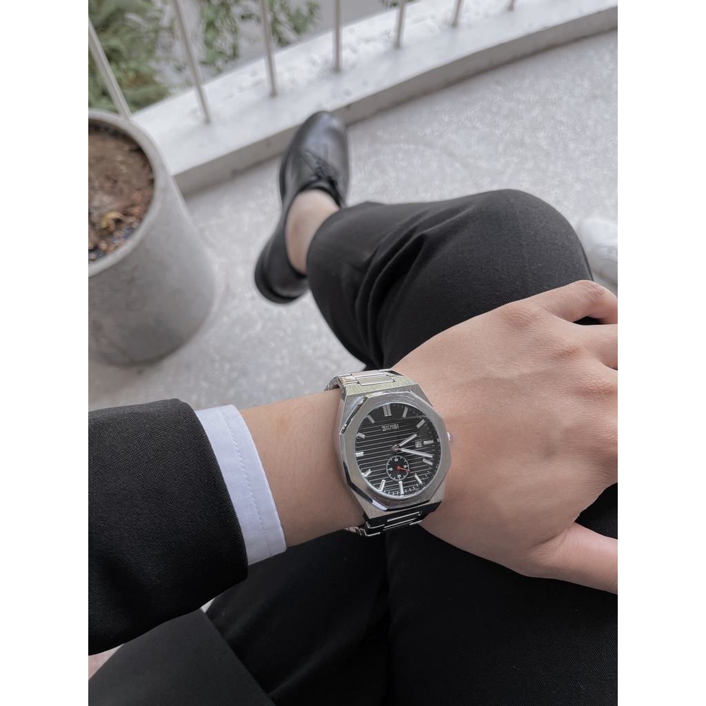 Đồng hồ nam cao cấp dây thép Chính hãng skmei doanh nhân công sở đi kèm với đầy đủ phụ kiện + Bảo hành chính hãng