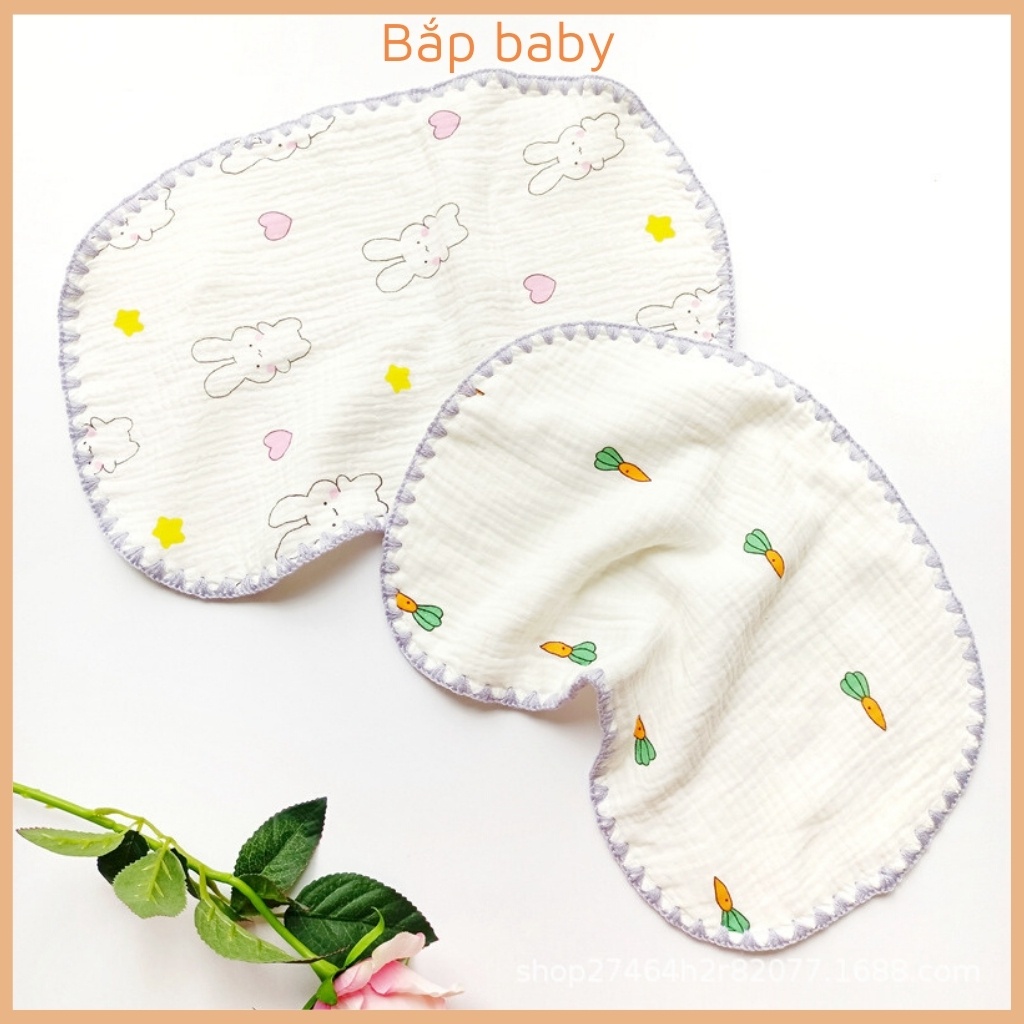 Gối xô sơ sinh BẮP BABY Gối cho bé sơ sinh vải xô nhăn 10 lớp mỏng kích thước 25cm*40cm
