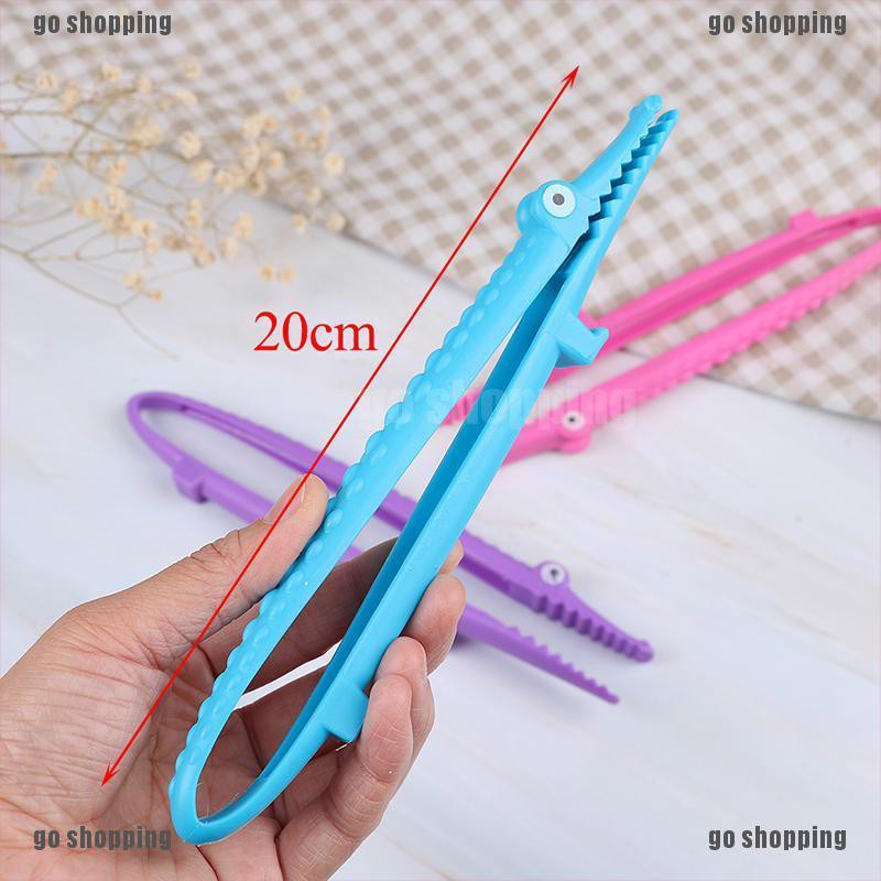 {go shopping}1Pc Plastic cooking kitchen tongs food BBQ salad bacon steak bread clip clamp