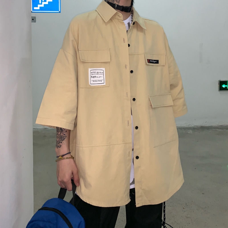 Áo sơ mi tay ngắn dáng rộng phong cách thời trang Harajuku 23A112 | BigBuy360 - bigbuy360.vn
