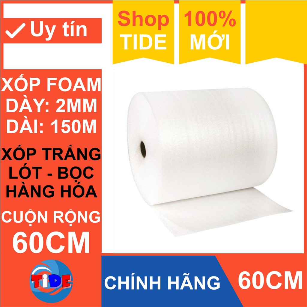 [Cuộn 150m x 60cm] Xốp chống sốc 2mm lót bọc hàng hóa – Màng xốp Foam dùng lót nền trong thi công sàn gỗ - Bọc đồ gốm sứ