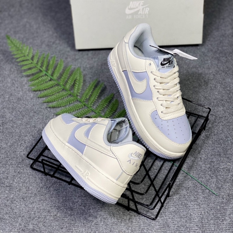 Giày thể thao AF1 Khoai Môn Trắng Xanh Kem  Giày air Force 1 Baby Blue Nam Nữ Hàng Cao Cấp Full Box Bill