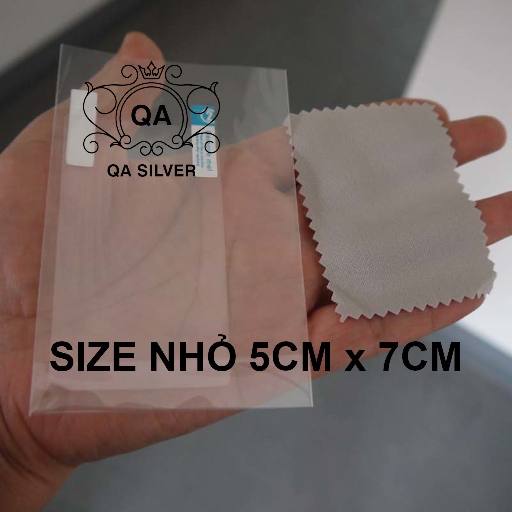 Khăn lau trang sức bạc khổ nhỏ 5 x 7 cm khăn làm sạch mắt kính điện thoại QA SILVER AC210101