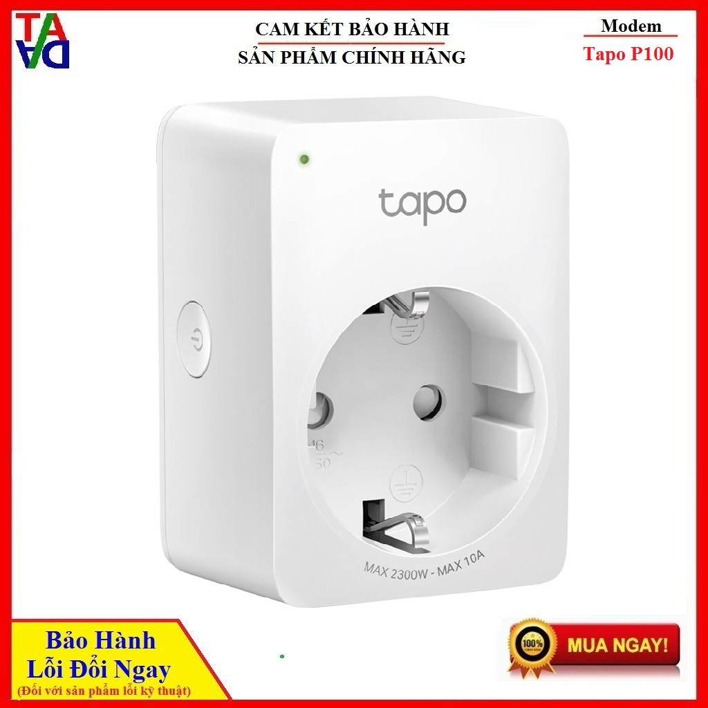 Ổ Cắm Thông Minh Wi-Fi TP-Link Tapo P100 (1-pack), EZVIZ T30-10B-EU | Ổ Cắm Thông Minh Wifi Điều Khiển Bằng Giọng Nói