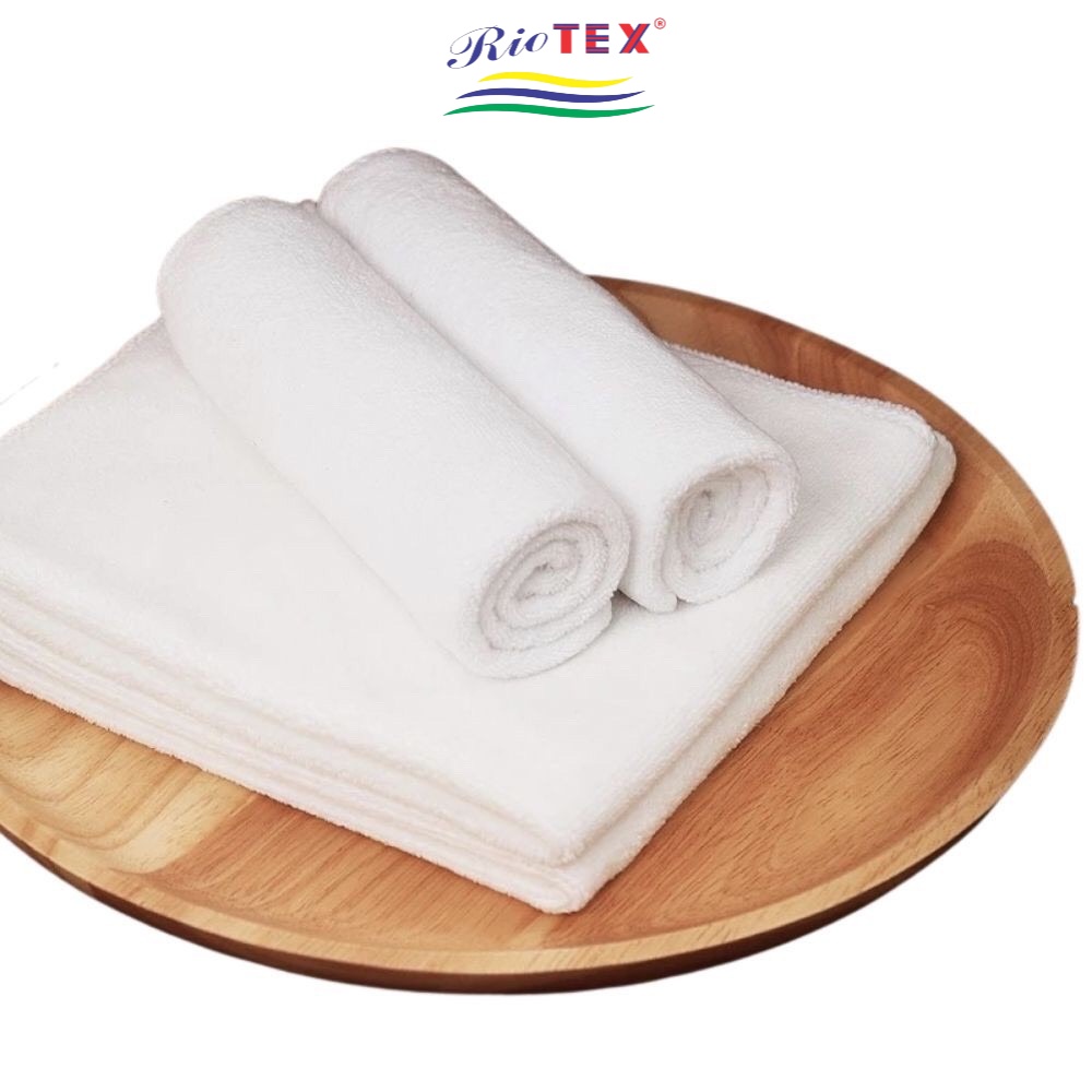 Khăn Mặt RIOTEX- Khăn trắng Bền Đẹp Kích Thước 35x75cm 150g A dành cho Gia Đình, Khách Sạn, Spa...