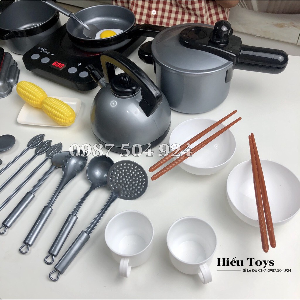 Đồ Chơi Tập Làm Đầu Bếp Bộ Đồ Nấu Ăn Kitchen 36 Chi Tiết Tặng Kèm Pin