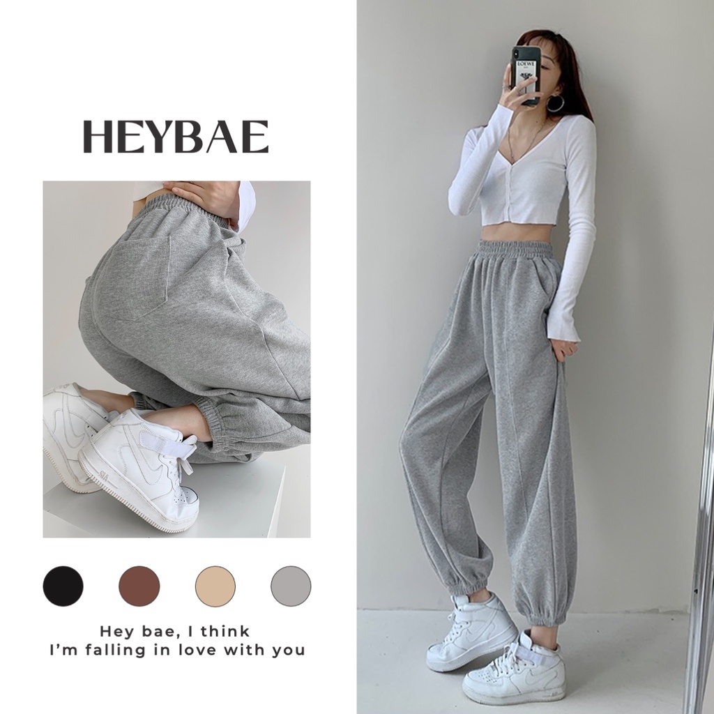 Quần jogger len tăm Tommy HEYBAE cạp chun chất tăm siêu ấm basic unisex quần bó ống cho nữ mùa đông QV009