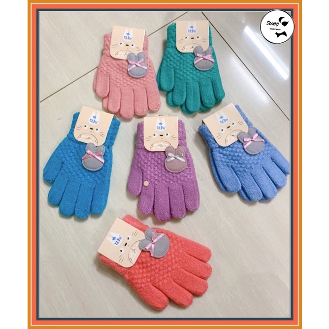 (1đôi) găng tay len dày dặn gắn hình thỏ xinh xắn cho các bé từ 3-7tuổi.