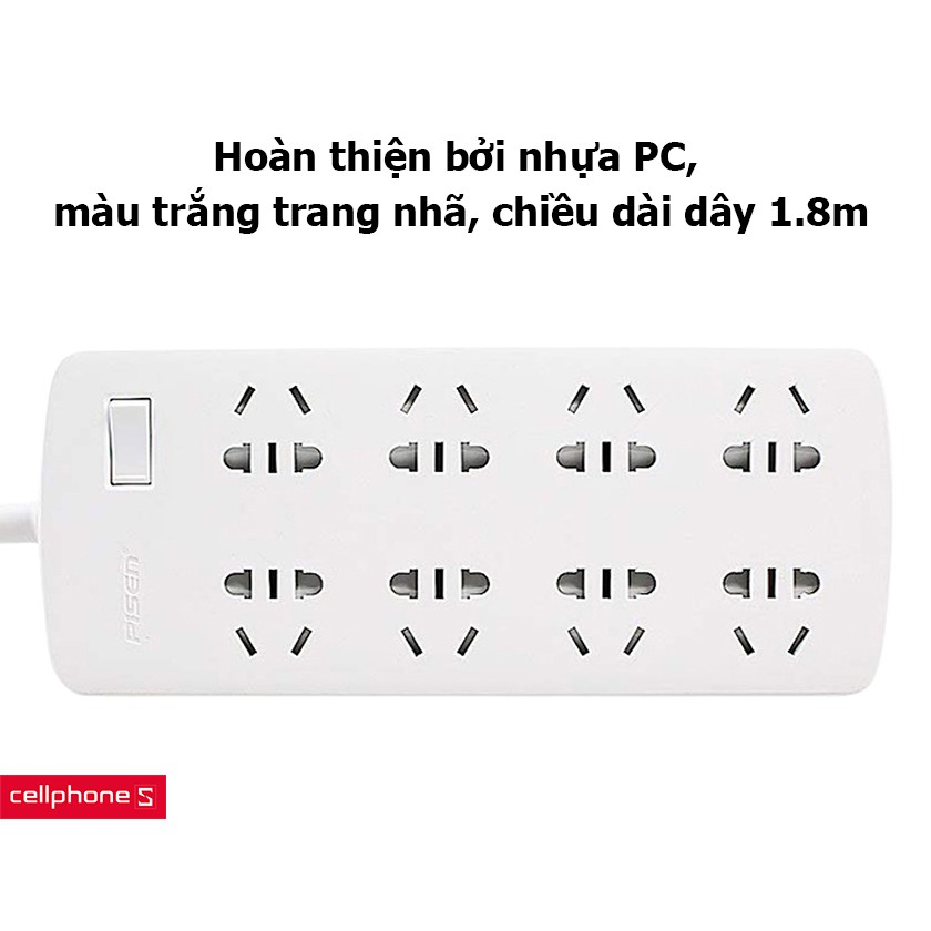 Ổ Cắm Điện Power Strip 008 8 Ổ Cắm Điện - BH 6 Tháng Chính Hãng - Hoàng Yến Computer