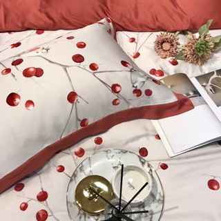 Bộ Chăn Ga Gối Lụa Tencel 60s "Cherry Đỏ" 4 món