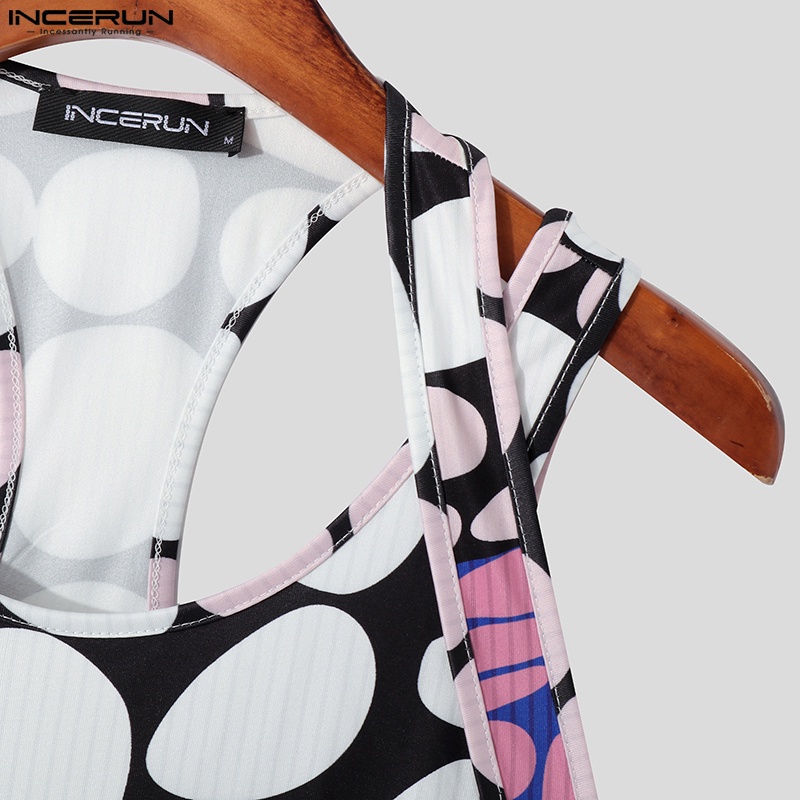 INCERUN Áo Thun Ba Lỗ Thể Thao Họa Tiết Chấm Bi Thời Trang Mùa Hè Cho Nam