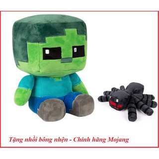 Nhồi bông minecraft zombie chipi chính hãng mojang tặng kèm nhồi bông nhện
