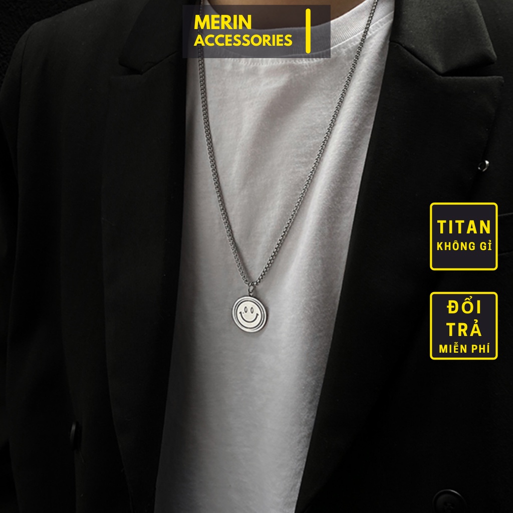 Vòng Cổ Dây Chuyền Thời Trang Unisex ICON Hai Mặt Buồn Vui Basic Merin Accessories Màu Bạc Chất Liệu Inox Không Gỉ- ICON