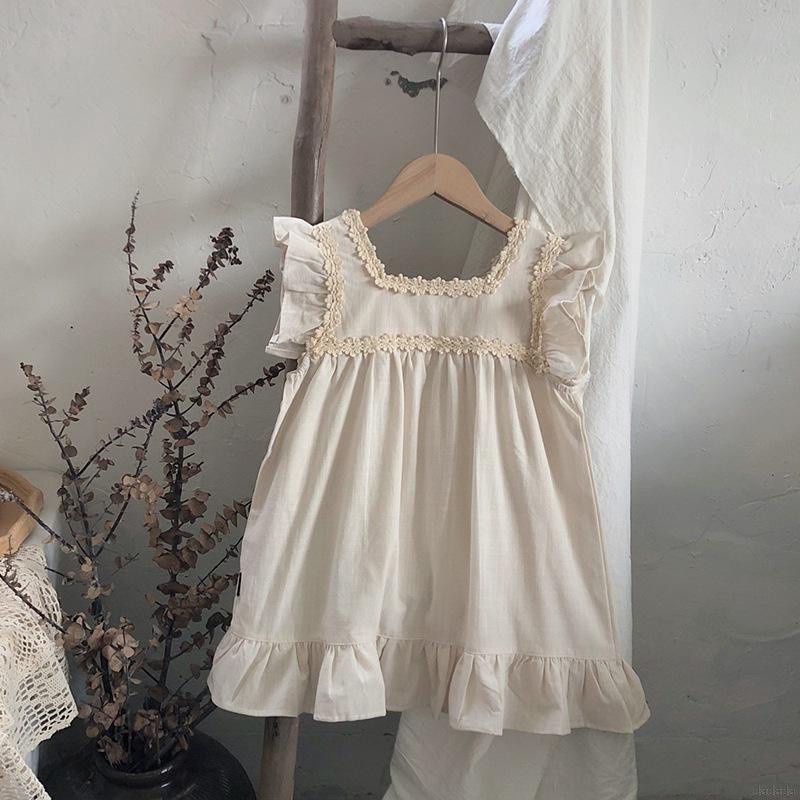 Đầm Tay Cánh Tiên Thêu Họa Tiết Cổ Điển Thời Trang Mùa Hè Cho Bé Gái