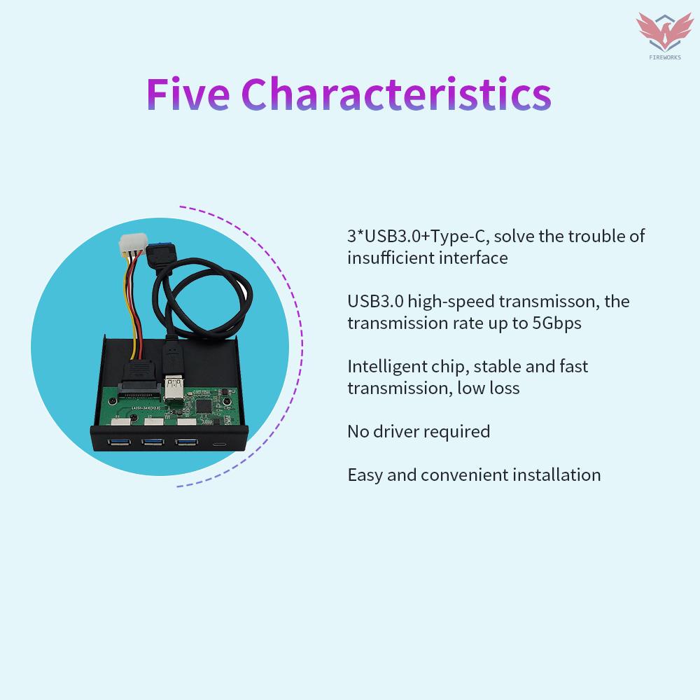 Bảng Điều Khiển Mở Rộng Đa Năng Hub 5.25 / 3.5 '' Với Cổng Type-C 3xusb3.0 | BigBuy360 - bigbuy360.vn