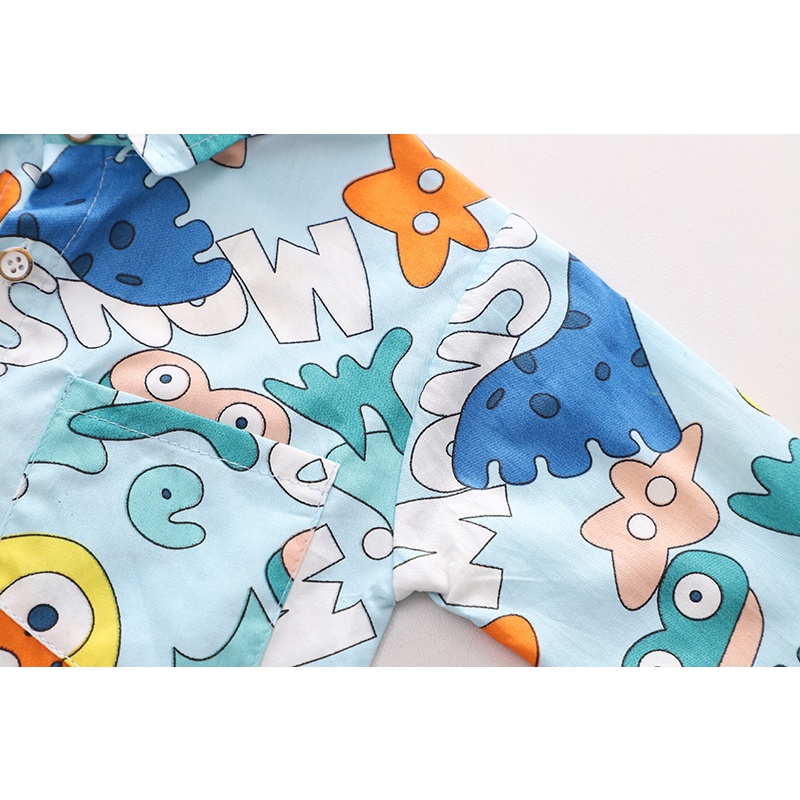 Set Đồ Thể Thao Hai Mảnh Gồm Áo Sơ Mi Tay Dài In Họa Tiết Khủng Long Hoạt Hình + Quần Dài Phong Cách Hàn Quốc Dễ Thương Cho Bé Trai / Gái 80-120cm