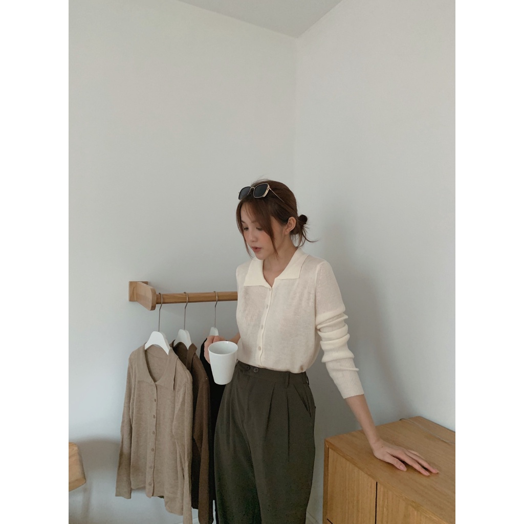 Áo polo mongtoghi dài tay A-012, áo polo len mịn, áo len nữ chất mịn | BigBuy360 - bigbuy360.vn