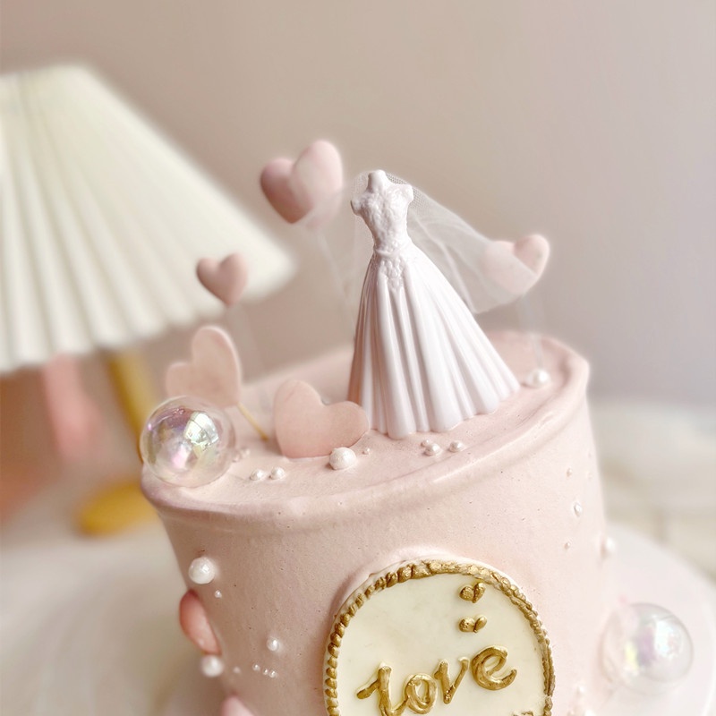 [SIÊU RẺ❤️] – Váy cưới trắng - Trang trí bánh sinh nhật bánh kem