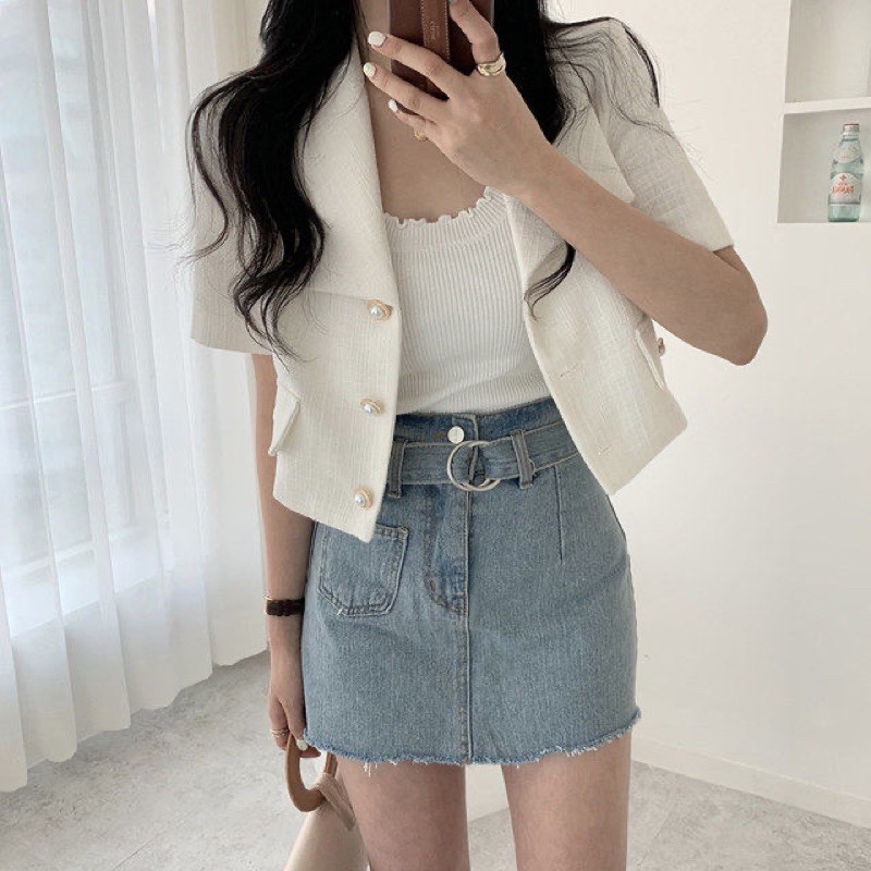 Áo Blazer Ngắn tay Nữ Phong cách Hàn Quốc Áo Blazer Lửng Nữ Kiểu dáng Cardigan Ulzzang Thời trang | BigBuy360 - bigbuy360.vn