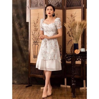 Đầm dự tiệc đầm dạ hội đầm sang trọng đầm cách tân ren hoa 3D cao cấp phối voan kiếng